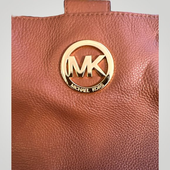 Michael Kors Hobo Shoulder Bag Brown Pebbled Leather Fulton Chain Medium - Picture 7 of 7